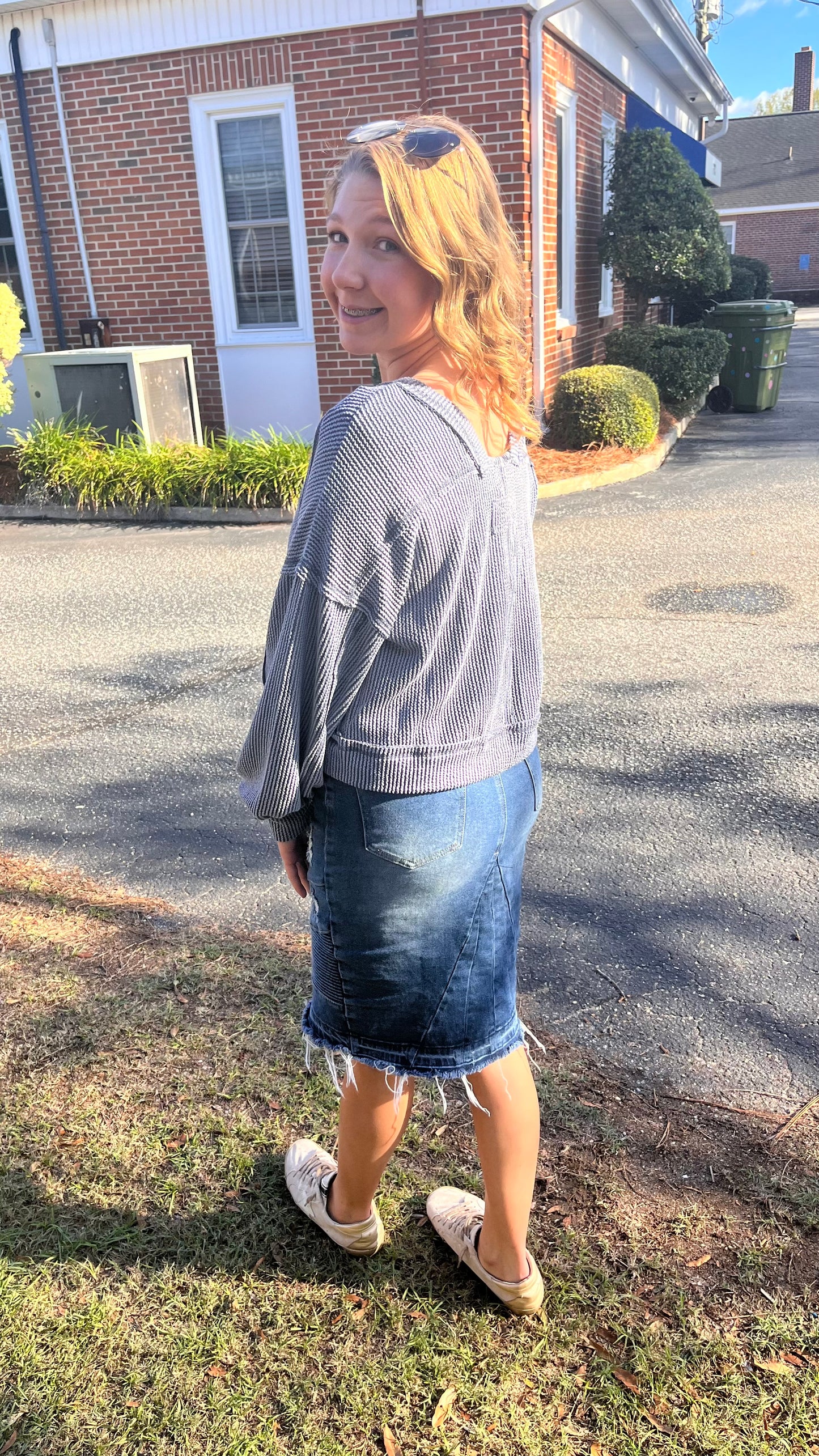 Deep Denim Ribbed Top