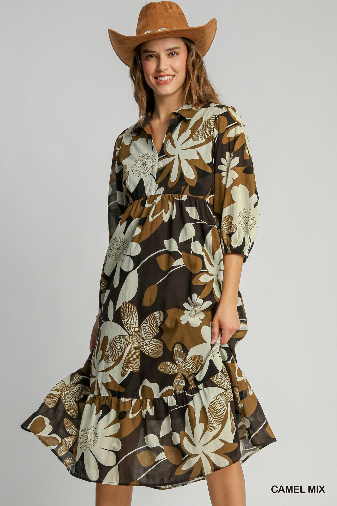 Neutral Floral Dress-Regular