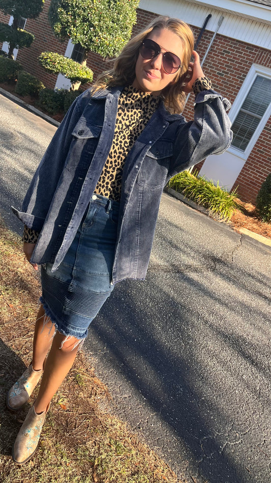 Denim Cord Shacket