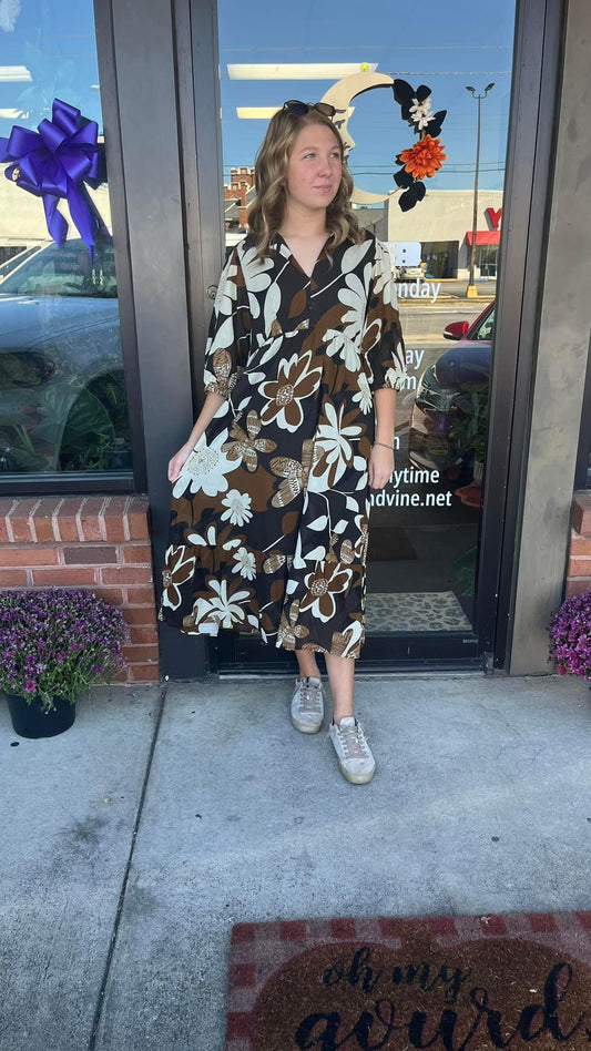 Neutral Floral Dress-Regular