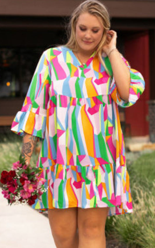 Stained Glass Mini Dress - Plus
